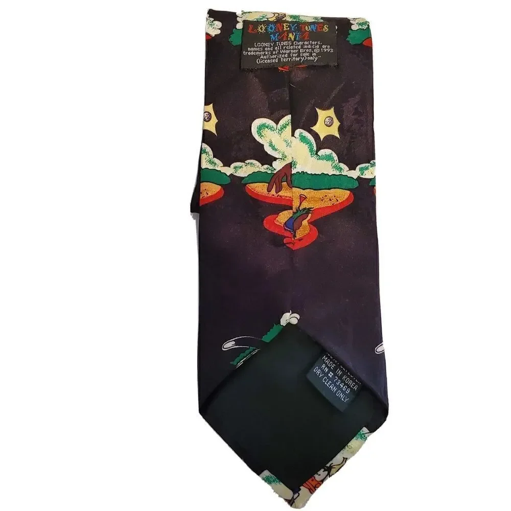 Looney Tunes Golf Neck Tie Black Taz Sylvester Bugs Bunny Black Cartoon‎